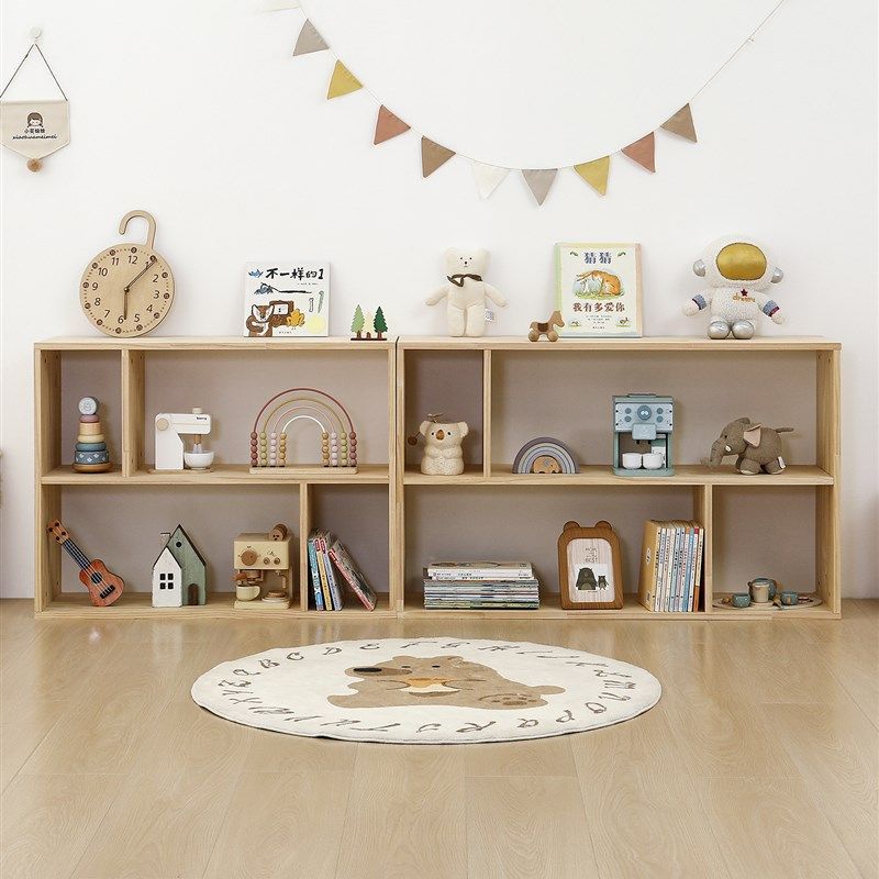 儿童玩具书架二合一收纳架展示落地置物实木格子柜宝宝玩具收纳柜,淘宝优惠券,粉丝福利购,淘宝优惠卷