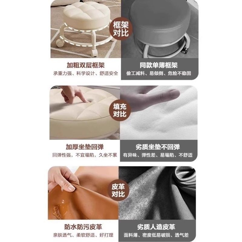 矮凳可移动圆凳久坐不累带轮舒适椅子万向轮小凳子门口滑轮换鞋凳,淘宝优惠券,粉丝福利购,淘宝优惠卷