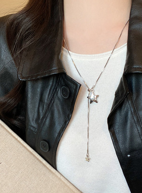 简约冷淡风星星爱心吊坠毛衣链