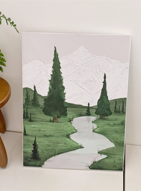 侘寂风饰画级感肌理画现代手绘油画客厅挂画电视柜
