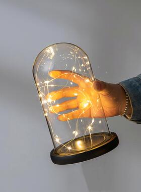 新款永生花玻璃罩圆球小夜灯防尘模型摆件EVA防脱落卡扣底带胶圈