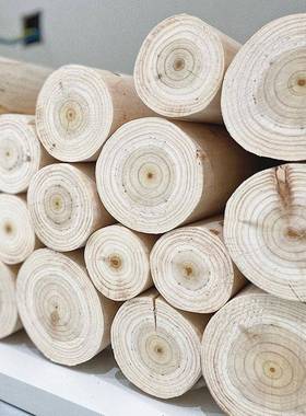 圆木实木原木婚庆装饰木桩壁炉木柴木柱围栏栅栏园艺树桩去皮木墩