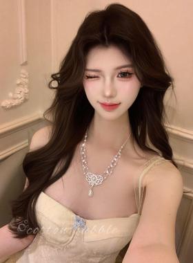 法式覆古公主珍珠项炼女2025新款水滴吊坠锁骨炼配饰轻奢礼服颈炼