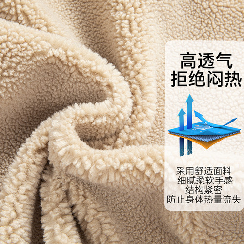 猫人摇粒绒男士外套2025秋冬新款柔软保暖羊羔绒加厚抓绒上衣棉服 - 图1