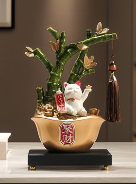 聚宝盆节节高升新中式高档摆件家居客厅电视酒柜装饰品乔迁送礼