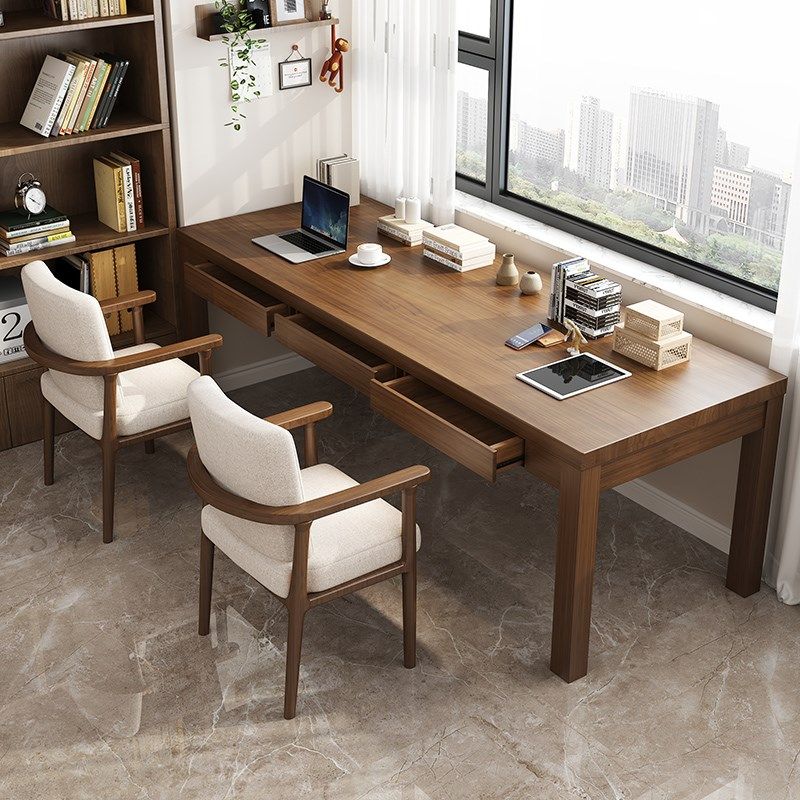 床边桌实木书桌带抽屉收纳家用卧室学习电脑桌靠墙桌子写字工作台,淘宝优惠券,粉丝福利购,淘宝优惠卷