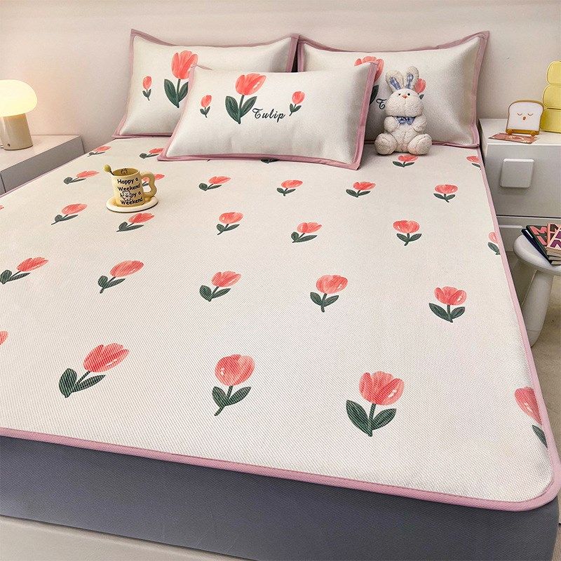 2024新款5A抗菌小清新数码印花冰藤席 150*200cm 床席款-贪吃小猫,淘宝优惠券,粉丝福利购,淘宝优惠卷