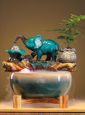 招财流水摆件创意玄关送礼家居喷泉客厅加湿办公室开 业礼品循环