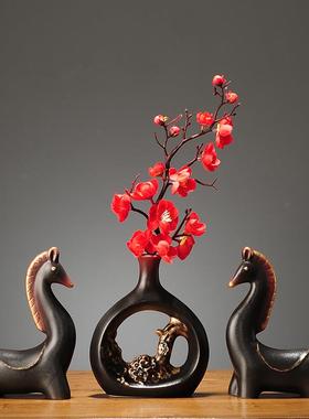 新中式陶瓷马到功成摆件家居装饰品客厅电视柜玄关摆设乔迁礼品