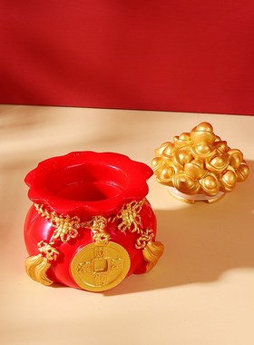 创意招财钱袋发财树车载摆件汽车中控台车内饰办公室桌面装饰品