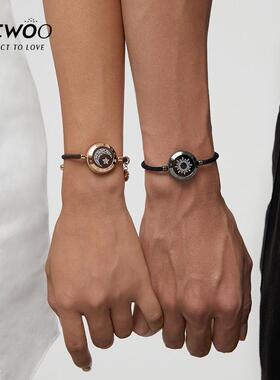 智能感应日月恋人闪光手炼 原创情侣首饰 异地恋礼物