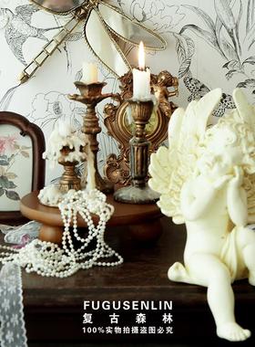 复古森林欧法式中古怀旧树脂做旧家居摆件壁挂画框烛台摄影道具