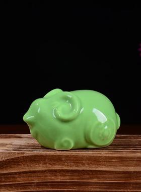 陶瓷招财绿青鼠牛虎兔龙蛇马羊猴鸡狗猪摆件风水办公家居饰品摆设
