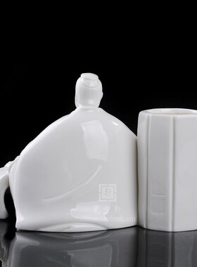 孙子笔筒德化陶瓷文房用品办公室书房个性笔筒名家大师礼品摆件