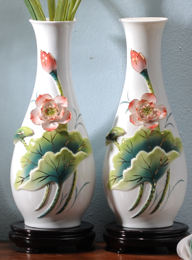 新中式陶瓷花瓶三件套摆件工艺品客厅博古架隔断玄关鞋柜摆件装饰