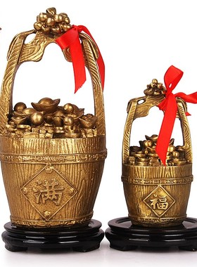 天御阁纯铜一桶金大号聚宝盆摆件工艺品招财家居饰品店铺开业礼品