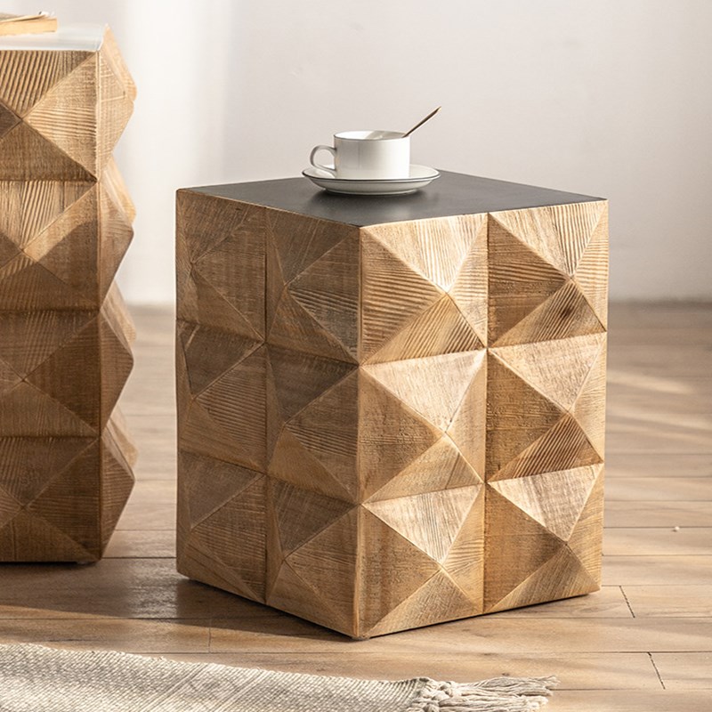 复古实木小茶几民宿做旧客厅餐厅沙发边角几个性卧室床头方桌 - 图2