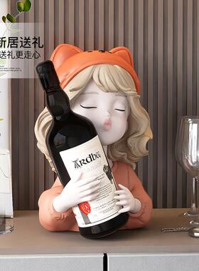 可爱女孩红酒架奢摆件酒柜装yc190796饰品轻视客厅电柜置餐边柜展