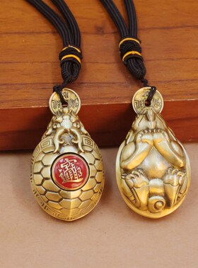 黄铜富甲天下龟壳招财进宝转转手把件黄铜工艺品办公室桌面文玩礼