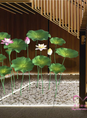 铁艺创意仿真荷叶雕塑酒店水池水景金属荷园林装饰品