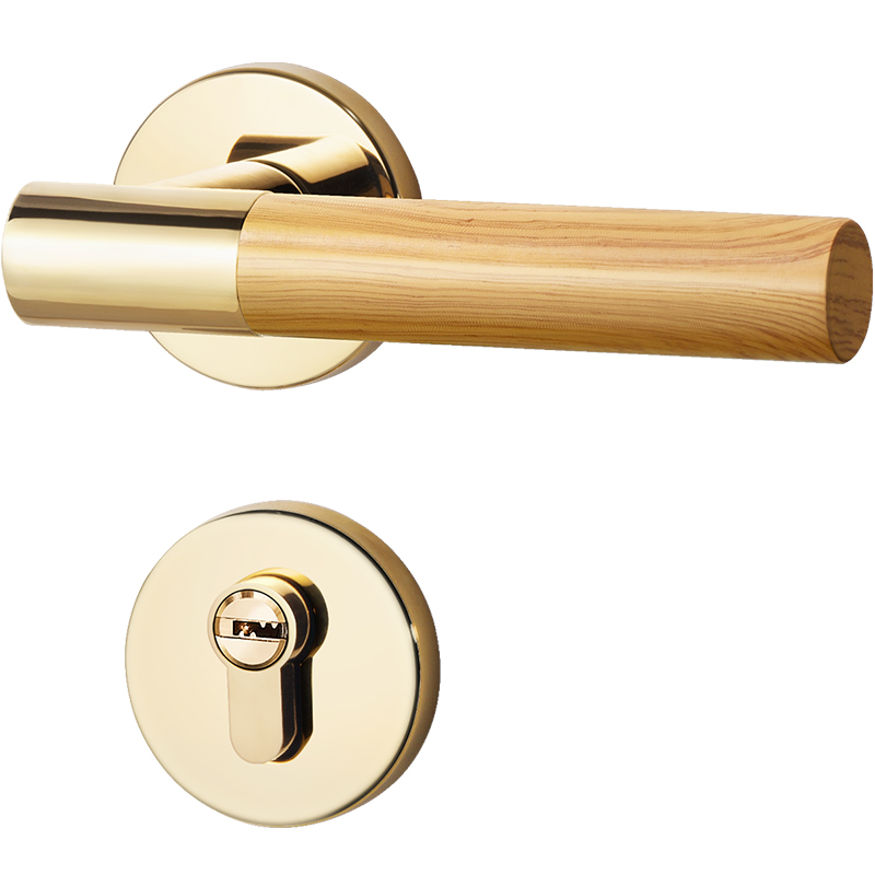 轻奢原木纹门锁室内卧室房门锁静音磁吸实木门把手分体木门锁家用 - 图3