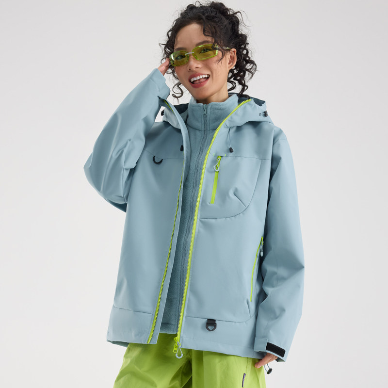 雅鹿三合一冲锋夹克外套男女同款秋冬加绒内胆宽松户外运动登山服
