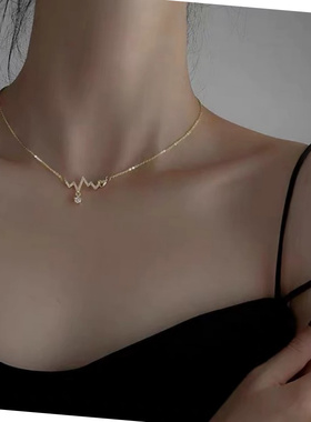 轻奢小众心电图钛钢满钻锁骨链