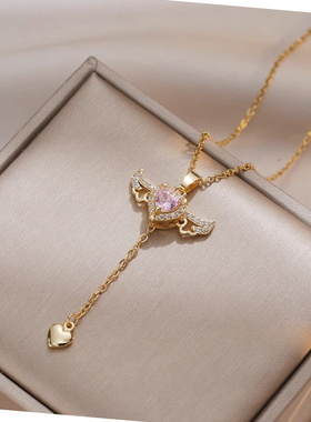 轻奢小众丘比特之心翅膀精致项链