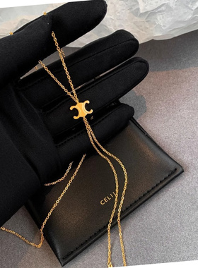 百搭金色凯旋门钛钢毛衣链