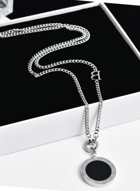 简约轻奢钛钢罗马数字金色项链