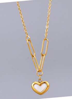 新款金色新款甜美简约爱心项链女