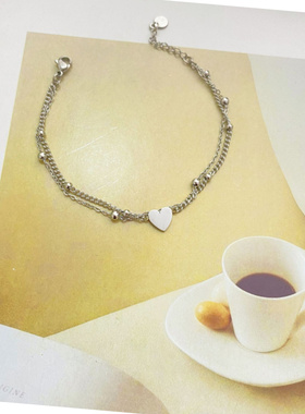 钛钢爱心转运珠手链女小众叠戴