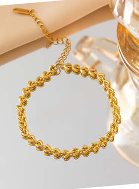 通体钛钢18K爱心链040