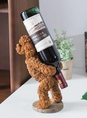 欧式酒架创意家用放葡萄酒架家居装饰品客厅吧台摆件可爱狗红酒架