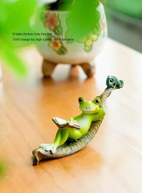 青蛙小摆件盆景多肉假山鱼缸小型家用微景观造景可爱动物装饰品