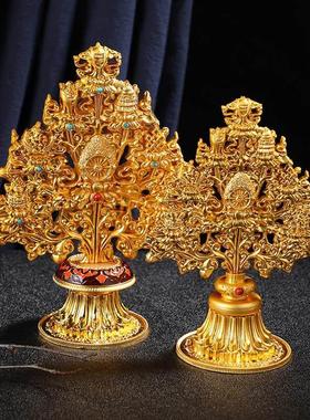 密宗用品合金家居装饰品尼泊尔工艺八吉祥八宝树摆件桌面彩绘