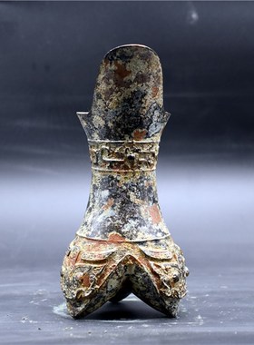 仿古青铜器古玩收藏三足斝商周青铜酒具酒博物馆装饰展览铜艺术品