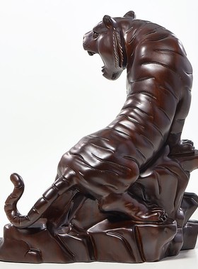 木雕老虎摆件实木质动物十二生肖上山虎工艺品家居玄关装饰品送礼