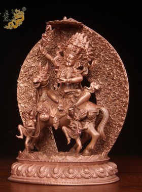 真古意 铜吉祥天母佛像摆件紫铜家居客厅护法吉祥天女摆放工艺品