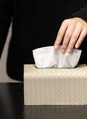 柏梵轻奢艺术皮革纸巾盒桌面纸巾盒客厅高档酒店家用餐桌抽纸盒