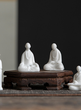 创意白瓷小号无相佛人物摆件居室客厅茶道禅意装饰配件造景摆设