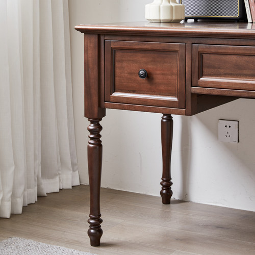 美式实木书桌乡村电脑桌简约复古办公桌办公桌 - 图3