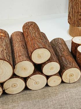 原木小木桩壁炉装饰圆木电视墙背景名宿覆古实木摆件园艺创意木头