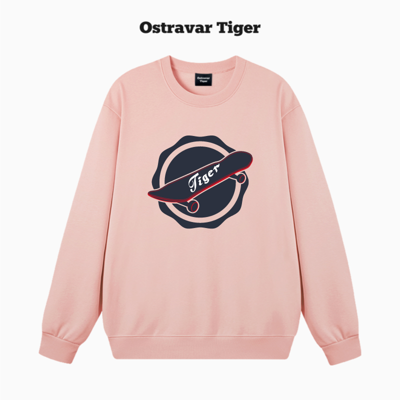 专柜新款 Ostravar Tiger美式2025秋冬情侣圆领无帽男女卫衣外套 - 图1