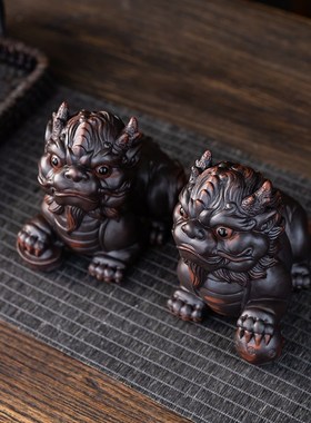 国潮招财貔貅公母一对茶宠摆件家居客厅办公室装饰品乔迁开业送礼