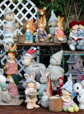 乡村孤品 美式园林 做旧复古动物摆件花园小品 园艺景观 庭院杂货