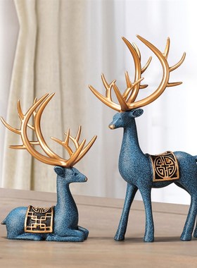 新中式鹿摆件装饰品创意室内花瓶客厅房间卧室工艺品乔迁送礼物品