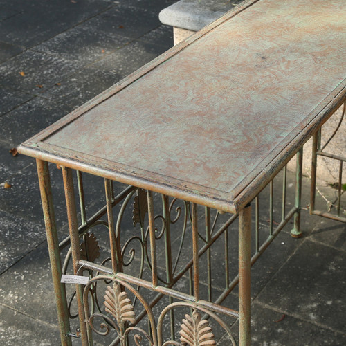 出品订单复古铁艺花园桌阳台庭院置物花架露台户外长条桌花盆架 - 图1