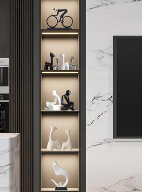 轻奢高档客厅艺术摆件高级感小众玄关玻璃展示酒柜子电视柜装饰品