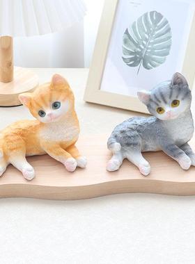 可爱小猫咪摆件大头狸花橘猫房间办公桌面装饰品园艺造景女生礼物